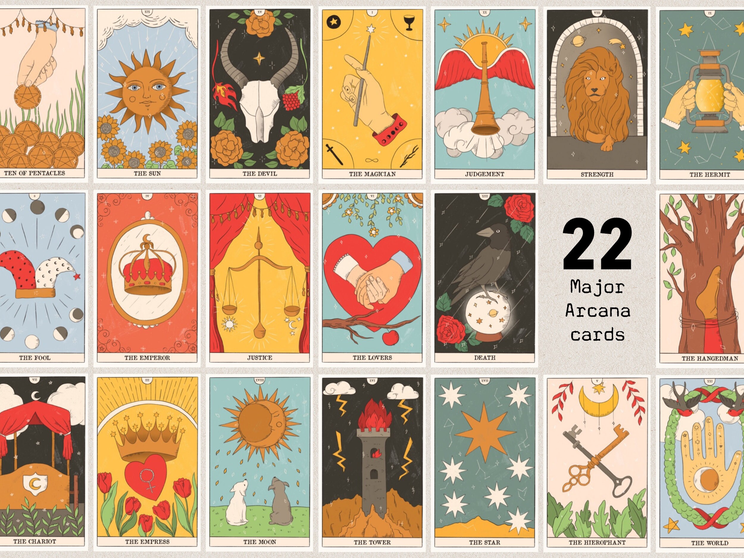 Digital Tarot Card Stickers for Goodnotes & Other PDF Etsy