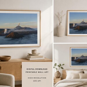 Mount Bromo Indonesia Printable Wall Art | Volcano Landscape Photography | Digital Download | Nature Wall Decor | Travel Photography Print