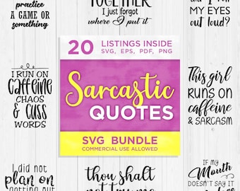 Sarkastische Zitate SVG-Bundle: 20 lustige freche Sprüche (Digitaler Download)