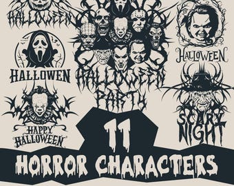Horror Characters Tattoo Bundle SVG | 11 Spooky Designs
