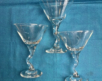 3 Libbey Z Stem Martini Glasses