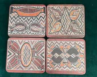 Terry D. Yumbulul Australian Aboriginal Hardboard Art Coasters
