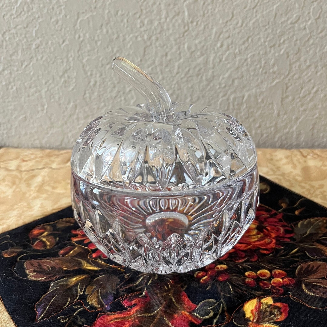 Gorham Crystal Lidded Pumpkin Dish Candy Nut Sugar Bowl Etsy