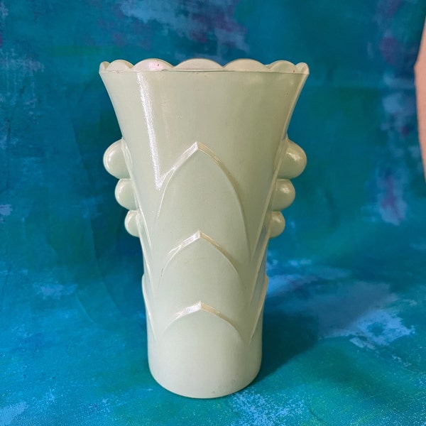 Anchor Hocking Art Deco Green Vitrock Vase