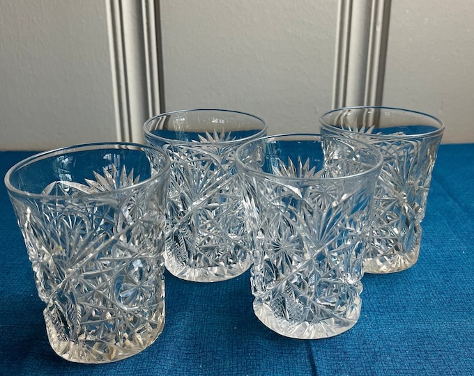 Vintage Cut Glass Old Fashioned Glasses Etsy