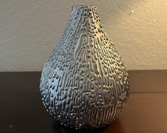 Silvertone Ceramic Teardrop Bud Vase