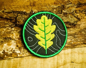 Fresh Green Oak Leaf Patch, Velcro Patch, Jackalope Forest, Scout Patch, Embroidery Morale patch, Scout, Camping, Bushcraft, autumn patch