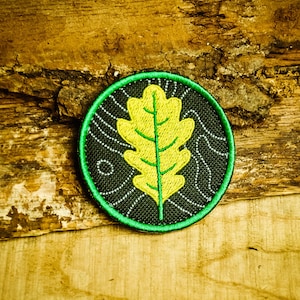 Fresh Green Oak Leaf Patch, Velcro Patch, Jackalope Forest, Scout Patch, Embroidery Morale patch, Scout, Camping, Bushcraft, autumn patch