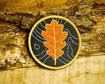 Parche de hoja de roble naranja, parche de velcro, Bosque de Jackalope, parche scout, parche bordado para moral, scout, camping, bushcraft, parche de otoño