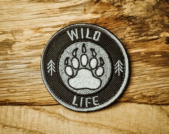 Bärenpfote – Jackalope Camp, Klettverschluss-Aufnäher, Pfadfinderaufnäher, Bärenteam, gestickter Moralaufnäher, personalisierter Namensaufnäher