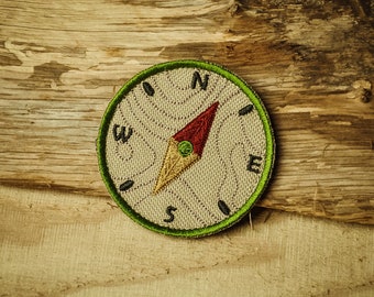 Compass Patch – Topo Morale Patch, Velcro Patch, Jackalope Forest, Scout Patch, Embroidery Morale patch, Scout, Camping, Bushcraft