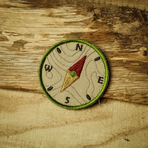 Compass Patch – Topo Morale Patch, Velcro Patch, Jackalope Forest, Scout Patch, Embroidery Morale patch, Scout, Camping, Bushcraft