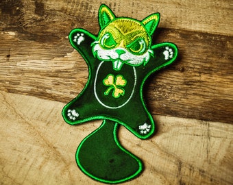 Flying Squirrel – St Patrick's day, Morale Plush Patch, Velcro Patch, Jackalope Forest, Scout Patch, Embroidery Morale patch, Scout, Camping