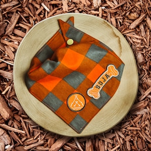 Personalized Dog Bandana, Camp Sticks & Bones, Handmade Flannel Pet Bandana