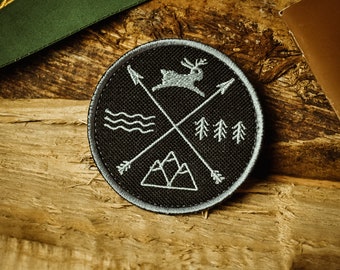 Water Mountain Forest – Moral Aufnäher, Velcro Aufnäher, Jackalope Forest, Pfadfinder Aufnäher, Stickerei Morale Aufnäher, Scout, Camping, Bushcraft