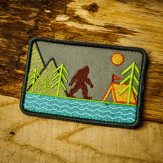 Sasquatch Walk - Water, Mountain, Forest - Velcro Morale Patch, Velcro Patch, Jackalope Forest, Scout, Camping, Bushcraft