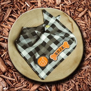 Personalized Dog Bandana, Camp Sticks & Bones, Handmade Flannel Pet Bandana