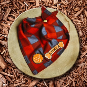 Personalized Dog Bandana, Camp Sticks & Bones, Handmade Flannel Pet Bandana