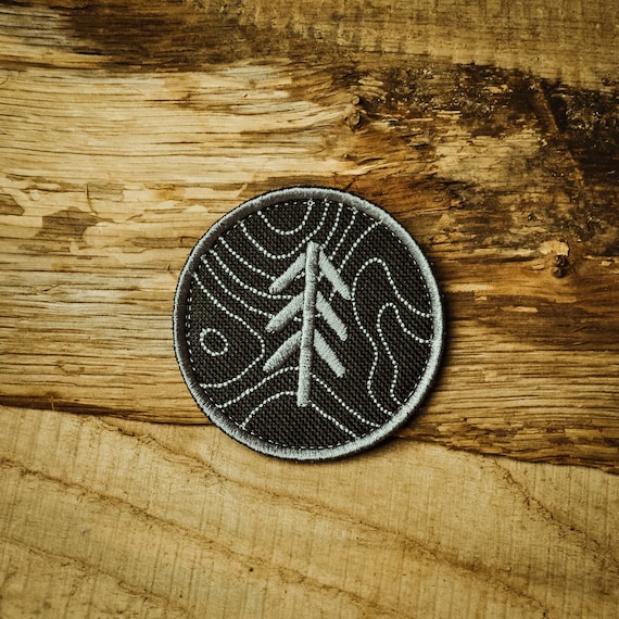 Pine Topo Patch Black– Morale Patch, Velcro Patch, Jackalope Forest, Scout Patch, Embroidery Morale patch, Scout, Camping, Bushcraft