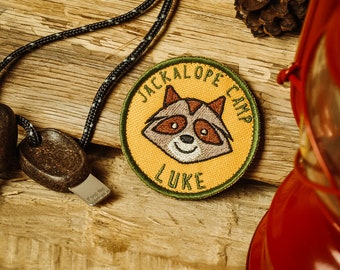 Jackalope Camp, Patch, Scout Patch, Raccoon Team, Embroidery Morale patch, Personalized Name, Personalized Patch