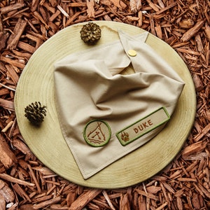 Personalized Dog Bandana, Camp Sticks & Bones, Handmade 100% Cotton Pet Bandana