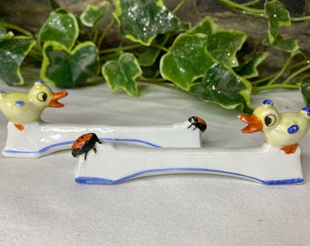 Vintage 1930’s Porcelain Knife Rests Ladybird & Duck