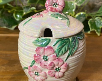 Vintage Maling Lustre Pink Blossom Jam Preserve Pot