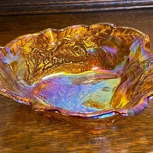Vintage Indiana Iridescent Marigold Carnival Glass Bowl