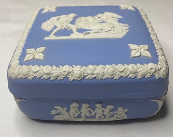 Vintage Wedgwood Jasperware Square Lidded Pot c.1964