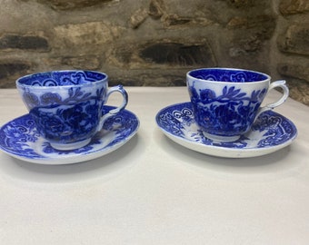 Two Italian Soc. Cer. Richard Cups and Saucers Giappones Pattern