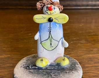 Vintage, Signed Lino Zampiva Small Porcelain Clown With Tuba