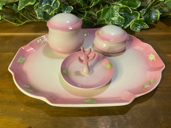 Antique Pink Four Piece Dressing Table Vanity Set - image 1