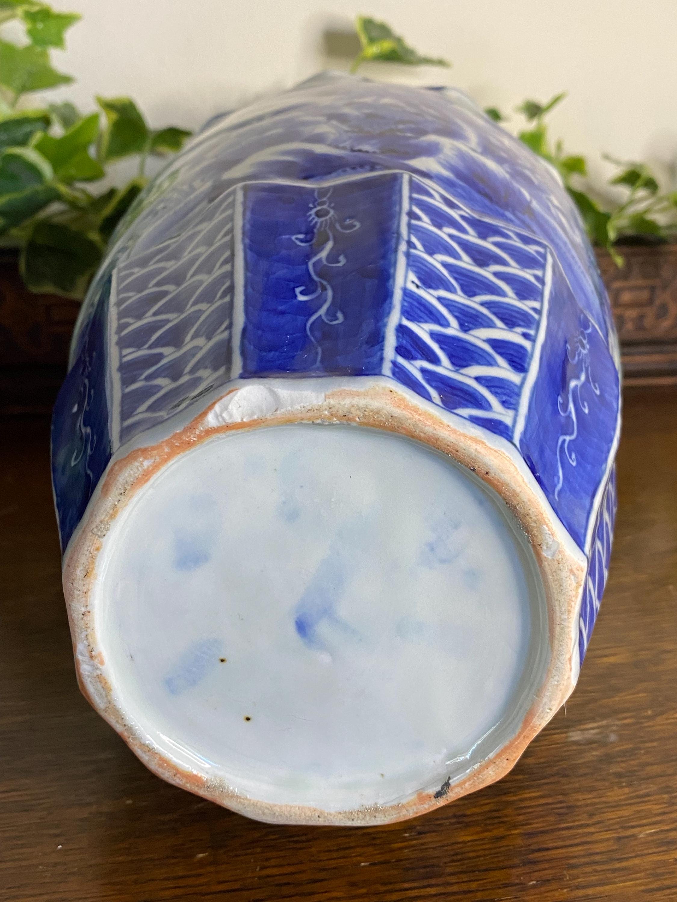 鳥が描かれた大きなアンティーク中国青磁釉青白花瓶 - Etsy 日本