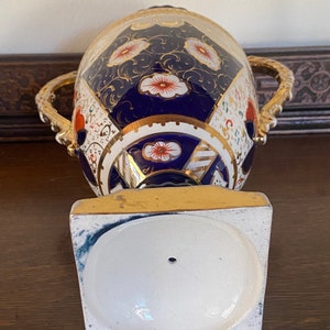 Vaso antigo estilo Imari: decoração vitoriana em azul cobalto dourado imagem 6