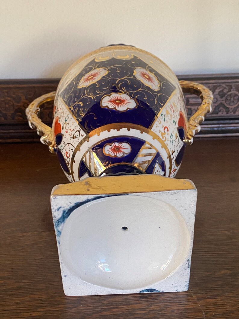 Vaso antigo estilo Imari: decoração vitoriana em azul cobalto dourado imagem 6