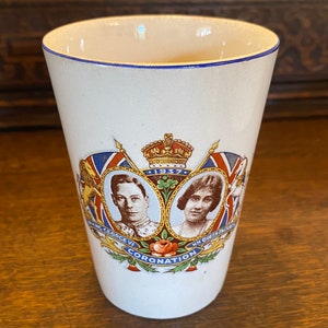 Vintage Commemorative Souvenir Beaker Cup King George VI Queen Elizabeth Coronation 1937