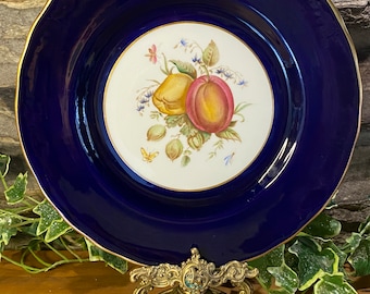 Royal Worcester 6 Cabinet Plate Set Gamebirds Cobalt 1901 Artist