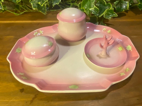 Antique Pink Four Piece Dressing Table Vanity Set - image 10