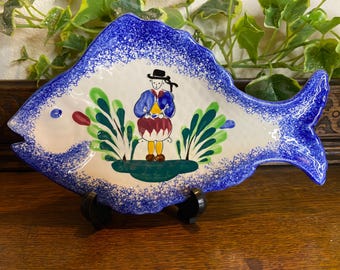 Vintage hand painted M.B.F.A Pornic French Fish Dish