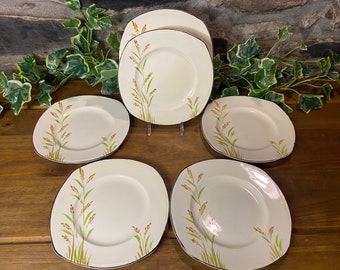 Six Vintage Hand painted Burleigh Ware Side Plates c.1936