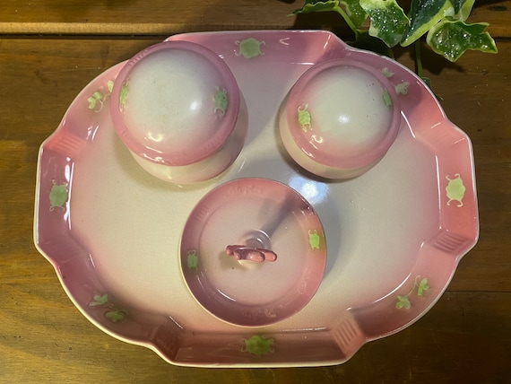 Antique Pink Four Piece Dressing Table Vanity Set - image 2