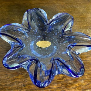 Heavy Vintage Bubble Glass Dish - Made in Rumania c.1970’s
