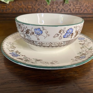 Raro Copeland Spode Vintage Chinese Rose Bowl em um prato Açucareiro