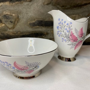 Vintage Royal Albert Fancy Free Creamer Jug & Sugar Bowl 1950’s