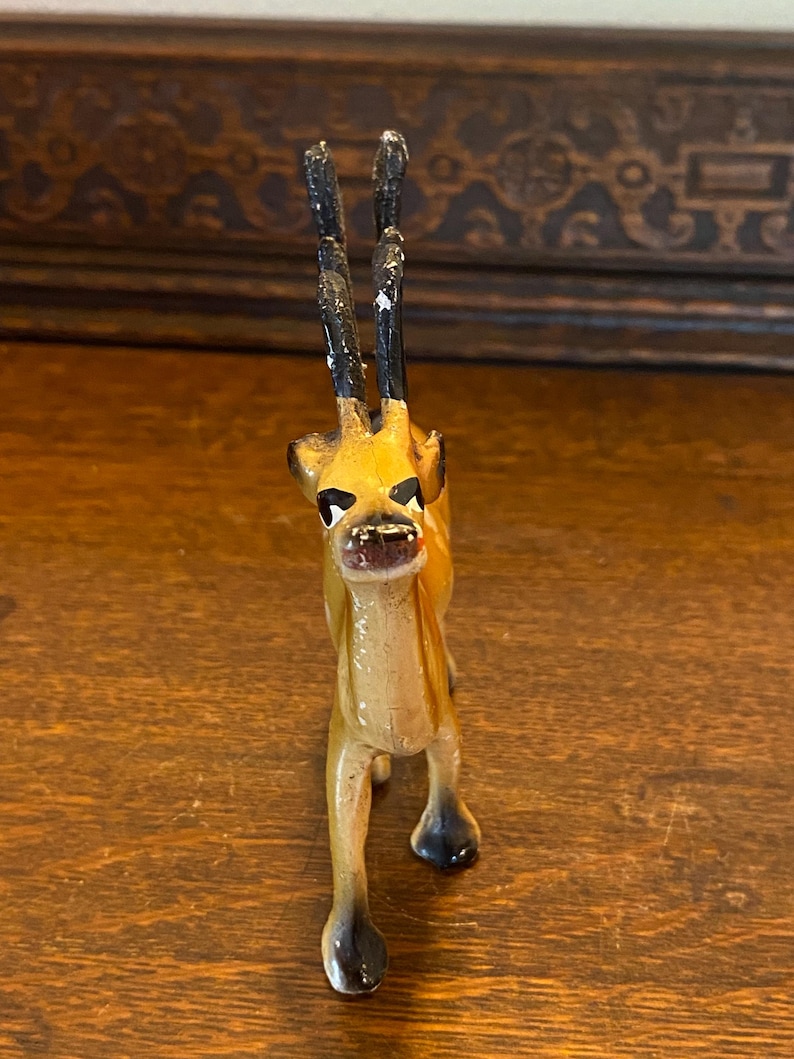 Vintage Painted Metal Reindeer Figurine Christmas Decoration Etsy