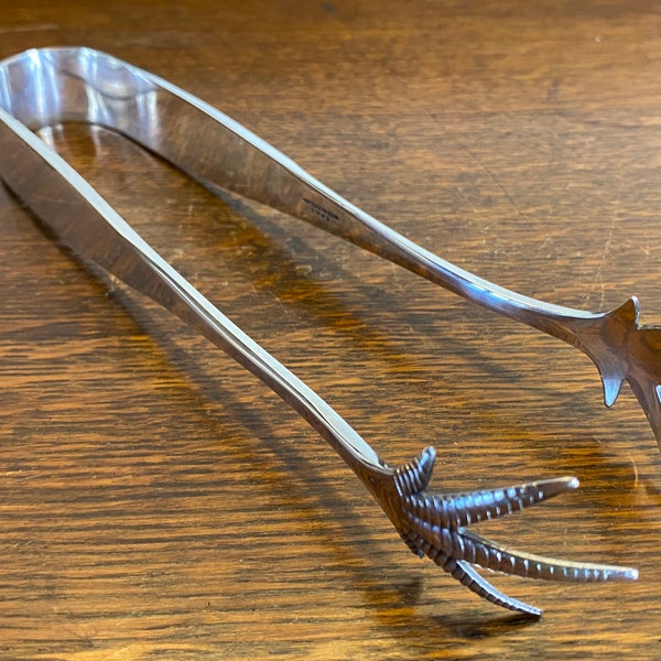 Vintage Silver Plated Clawed Ice Sugar Tongs