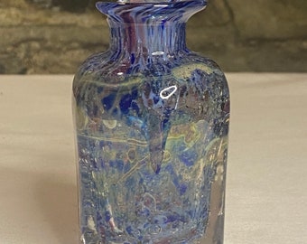 Bouteille de parfum en verre artistique soufflé à la main, signée Don Wreford, c. 1983