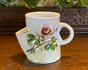 Taza de afeitar de porcelana antigua pintada a mano