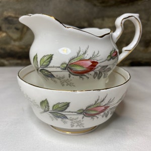 Vintage Paragon Bridal Rose Creamer Jug & Sugar Bowl c.1950s