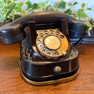 Vintage ATEA Bakelit-Notruftelefon – Industrielles Tischtelefon der deutschen Feuerwehr